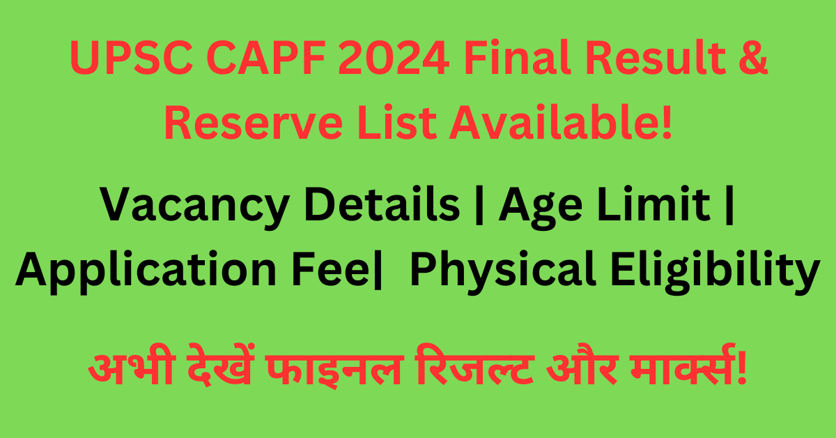 UPSC CAPF Result 2024