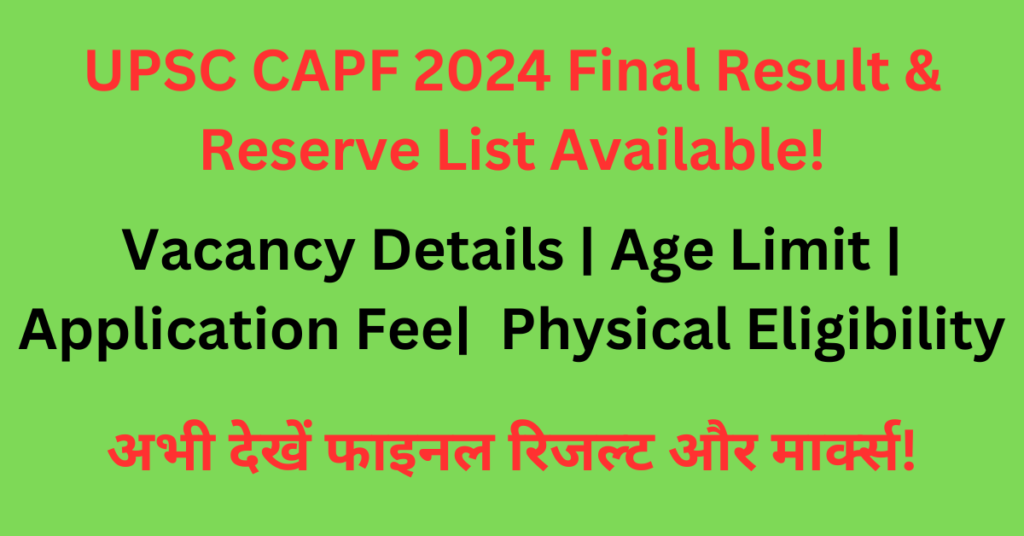 UPSC CAPF Result 2024